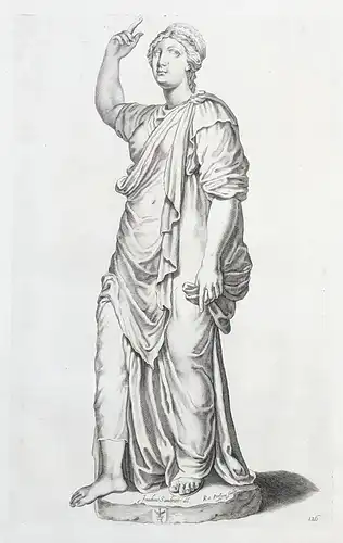 (Statue of a standing woman with her right hand up) - woman / Frau / femme / Statue / sculpture / Roman antiqu