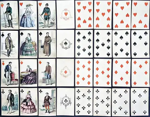 (Cartes Parisiennes) - Historical costume Trachten costumes Paris mode playing cards Spielkarten / cartes a jo