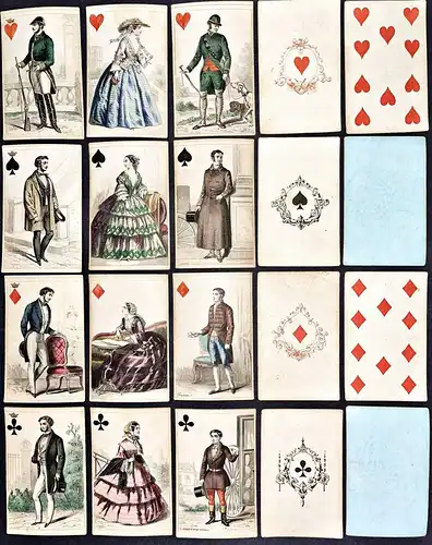 (Cartes Parisiennes) - Historical costume Trachten costumes Paris mode playing cards Spielkarten / cartes a jo