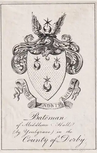 Bateman of Middleton Hall - Youlgreave Youlgrave Derbyshire Exlibris ex-libris Ex Libris bookplate