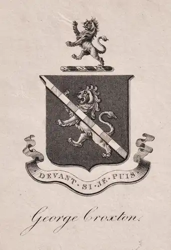 George Croxton - Wappen coat of arms Exlibris ex-libris Ex Libris bookplate
