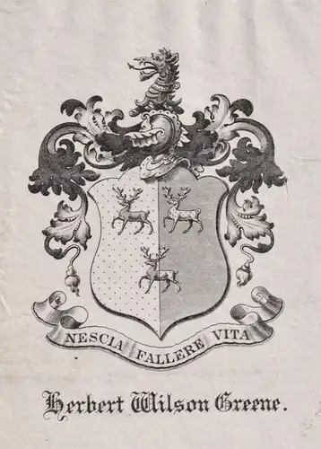 Herbert Wilson Greene - Wappen coat of arms Exlibris ex-libris Ex Libris bookplate