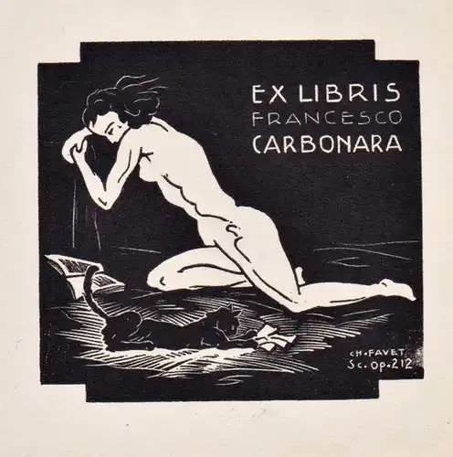 Ex-Libris Francesco Carbonara - Akt nude Exlibris ex-libris bookplate