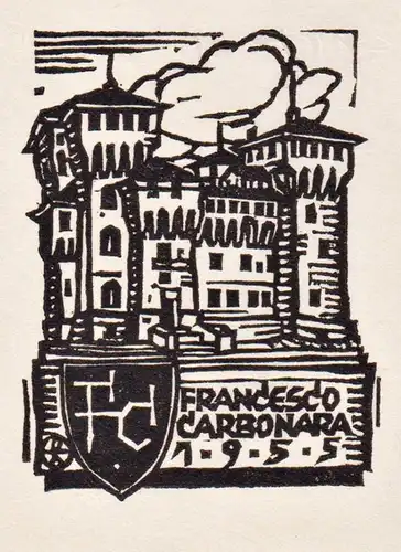 Francesco Carbonara 1955 - Exlibris ex-libris bookplate
