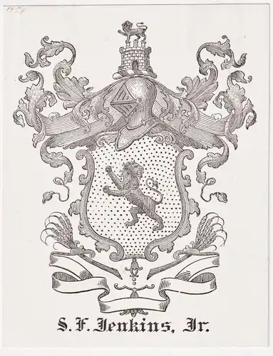 S.F. Jenkins, Jr. - Exlibris ex-libris Ex Libris / Wappen coat of arms / armorial bookplate