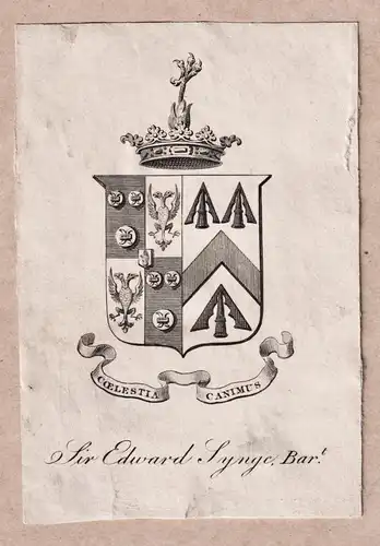 Sir Edward Synge - Exlibris ex-libris Ex Libris / Wappen coat of arms / armorial bookplate