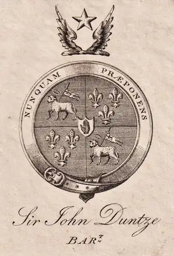 Sir John Duntze - numquam praeponens - Exlibris ex-libris Ex Libris / Wappen coat of arms / armorial bookplate
