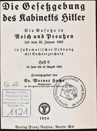 Seminar für Politische Wissenschaften der Universität Bonn - Universität Bonn Stempel stamp Exlibris ex-lib