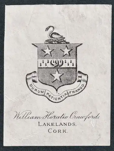 William Horatio Crawford - Exlibris ex-libris Ex Libris / Wappen coat of arms / armorial bookplate