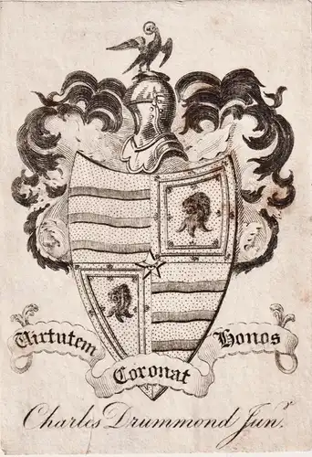 Charles Drummond Jun. - Kupferstich engraving Exlibris ex-libris Ex Libris Wappen coat of arms armorial bookpl