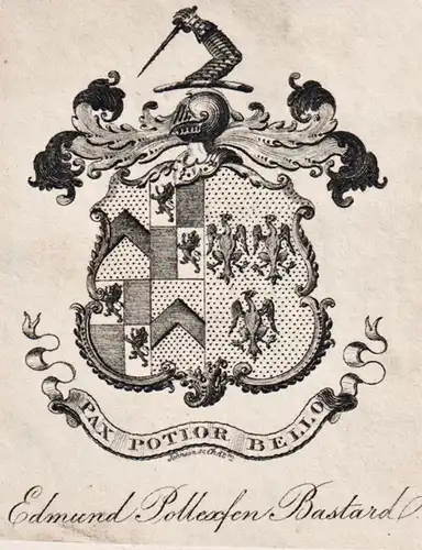 Edmund Pollexfen Bastard - Exlibris ex-libris Ex Libris / Wappen coat of arms / armorial bookplate / Kupfersti