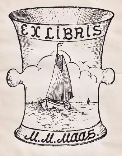 Ex Libris M.M. Maas - Schiff ship Marine Exlibris ex-libris Ex Libris bookplate