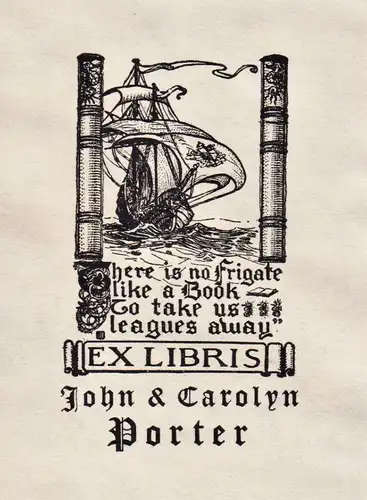 Ex Libris John & Carolyn Porter - Schiff ship Marine Exlibris ex-libris Ex Libris bookplate