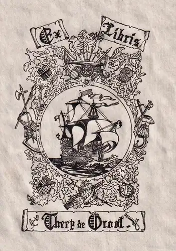Ex Libris Theep de Groot - Schiff ship Marine Exlibris ex-libris Ex Libris bookplate