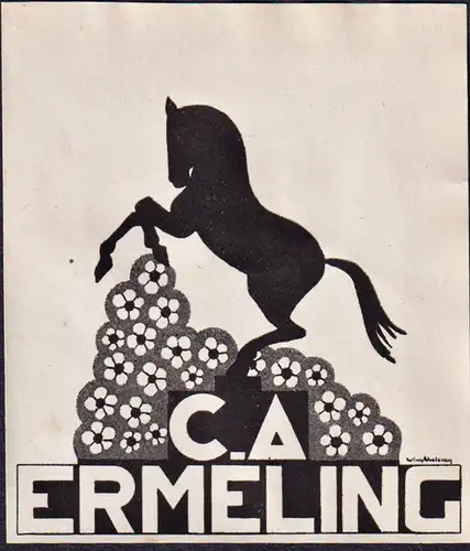 Ex-Libris C.A. Ermeling - Pferd horse Exlibris ex-libris Ex Libris bookplate