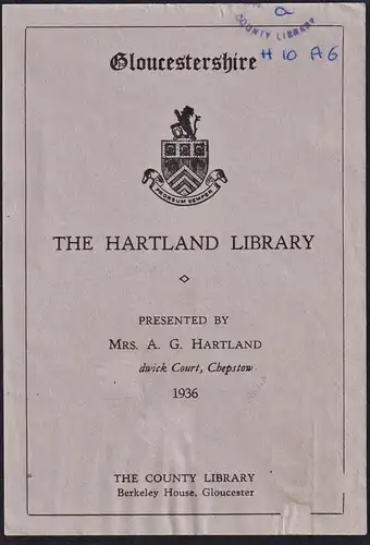 Gloucestershire - The Hartland library - Exlibris ex-libris Ex Libris / armorial bookplate