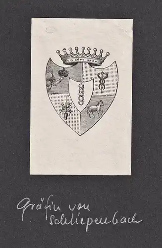 Gräfin von Schliepenbach - Exlibris ex-libris Ex Libris / Wappen coat of arms / armorial bookplate