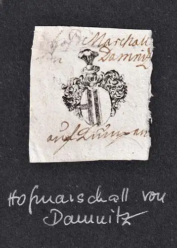 Hofmarschall von Damnitz - Exlibris ex-libris Ex Libris / Wappen coat of arms / armorial bookplate