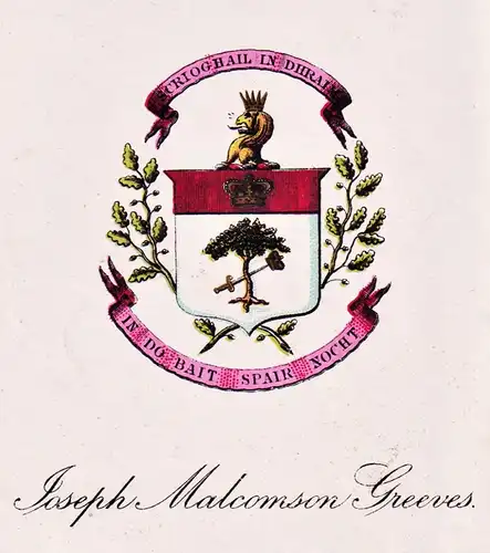 Joseph Malcomson Greeves - Exlibris ex-libris Ex Libris / Wappen coat of arms / armorial bookplate