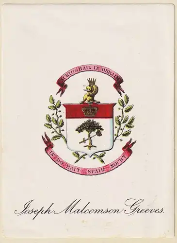 Joseph Malcomson Greeves - Exlibris ex-libris Ex Libris / Wappen coat of arms / armorial bookplate