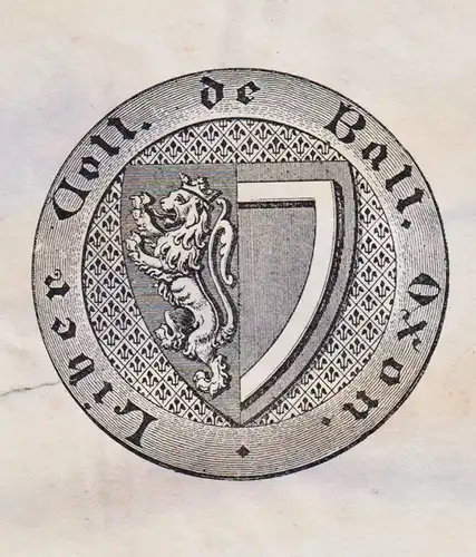 Liber Coll. de Ball Oxon.  - Exlibris ex-libris Ex Libris Wappen coat of arms armorial bookplate