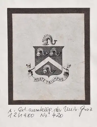 Morte Triumpho - Gustavus Arnold Exlibris ex-libris Ex Libris / Wappen coat of arms / armorial bookplate