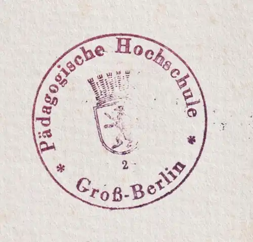 Pädagogische Hochschule Groß-Berlin - Berlin Stempel stamp Exlibris ex-libris Ex Libris bookplate