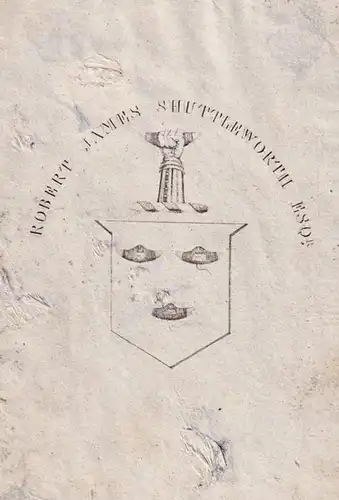 Robert James Shuttleworth - Exlibris ex-libris Ex Libris / Wappen coat of arms / armorial bookplate / Kupferst