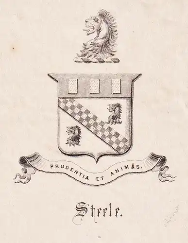 Prudentia et animas - Steele - Exlibris ex-libris Ex Libris / Wappen coat of arms / armorial bookplate / Kupfe