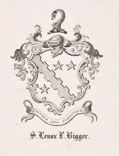 S. Lenox  L. Bigger - Exlibris ex-libris Ex Libris / Wappen coat of arms / armorial bookplate