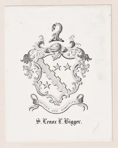 S. Lenox L. Bigger - Exlibris ex-libris Ex Libris / Wappen coat of arms / armorial bookplate