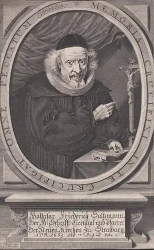 Baltasar Friedrich Saltzmann - Balthasar Friedrich Saltzmann (1644-1703) Straßburg Pfarrer Pastor Portrait