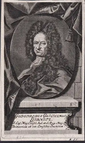 Godofredus Guilielmus Leibnitz - Gottfried-Wilhelm Leibniz (1646-1716) Mathematiker mathematician Portrait