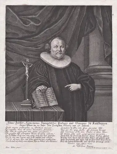 Elias Zeidler Augustanus, Evangelischer - Elias Zeidler (1624-1700) Prediger Pastor Kaufbeuren Portrait