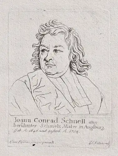 Ioann Conrad Schnell - Johann Konrad Schnell (1646-1704) Maler Augsburg Emailmaler Porzellanmaler Portrait