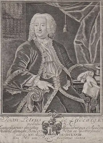 Joan Petrus de Ludewig - Johann Peter von Ludewig (1668-1743) Jurist Historiker Schloss Honhardt Halle a. d. S