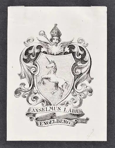 Anselmus I Abb. Engelberg - Kloster Engelberg Anselm Villiger Exlibris ex-libris Ex Libris / Wappen coat of ar