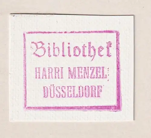 Bibliothek Harri Menzel Düsseldorf - library Exlibris ex-libris Ex Libris bookplate