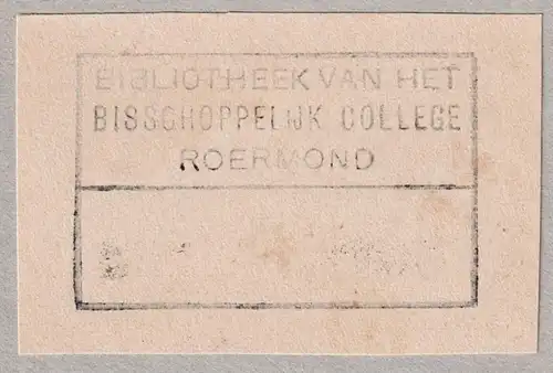 Bibliothek van het Bisschoppelijk College Roermond - Exlibris Stempel ex-libris Ex Libris bookplate