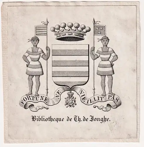 Bibliotheque de Th. de Jonghe - Exlibris ex-libris Ex Libris / Wappen coat of arms / armorial bookplate