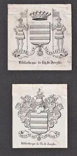 Bibliotheque de Th. de Jonghe - Exlibris ex-libris Ex Libris / Wappen coat of arms / armorial bookplate