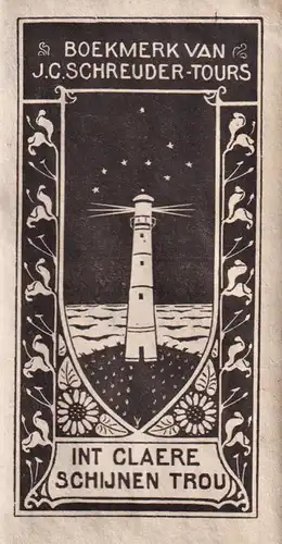 Boekmerk van J.G. Schreuder-Tours - Leuchtturm Exlibris ex-libris Ex Libris bookplate