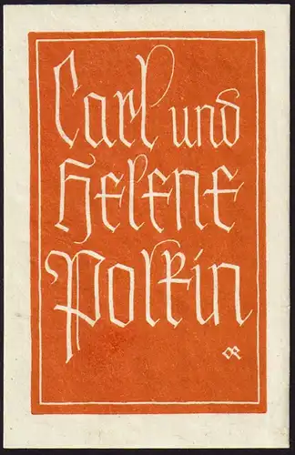 Carl und Helene Polkin - Exlibris ex-libris Ex Libris bookplate