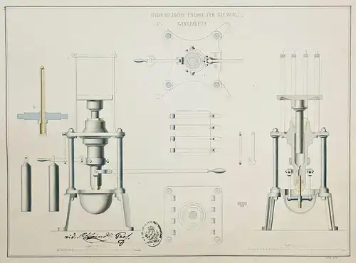 Hydraulische Presse für Baumwoll / Garnpakete - Hydraulische Presse Baumwolle cotton / Zeichnung drawing