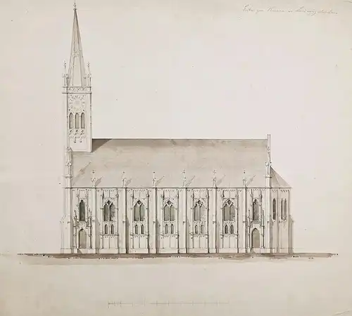 Entwurf zur Kirche in Ludwigshafen - Lutherkirche Ludwigshafen / Entwurf Zeichnung drawing / Architektur archi