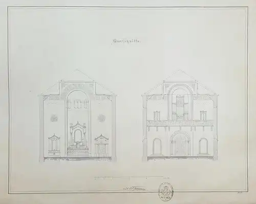 Querschnitt - Kirche church / Zeichnung drawing / Architektur architecture