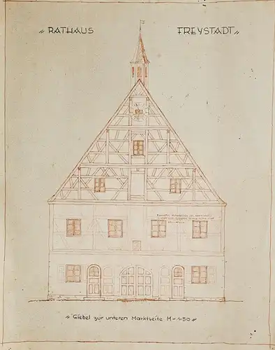 Rathaus - Freystadt - Zeichnung drawing / Architektur architecture