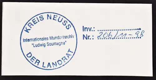 Kreis Neuss Internationales Mundartarchiv - Exlibris Stempel ex-libris Ex Libris bookplate stamp