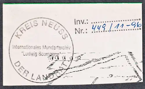 Kreis Neuss Internationales Mundartarchiv - Exlibris Stempel ex-libris Ex Libris bookplate stamp