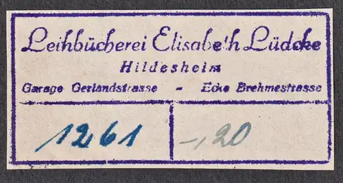 Leihbücherei Elisabeth Lüdcke Hildesheim - Exlibris Stempel ex-libris Ex Libris bookplate stamp